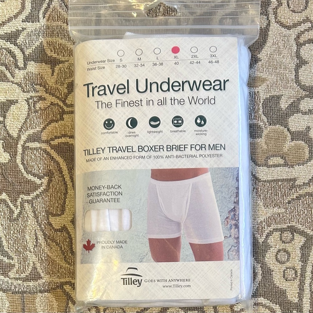 Tilley Travel Boxer Brief Underwear Size XL (40) in White.